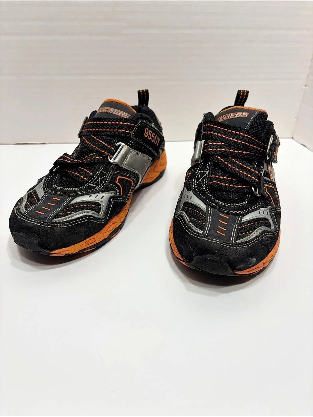 Skechers Super Z Kids Sneakers Black & Orange Boys US 3